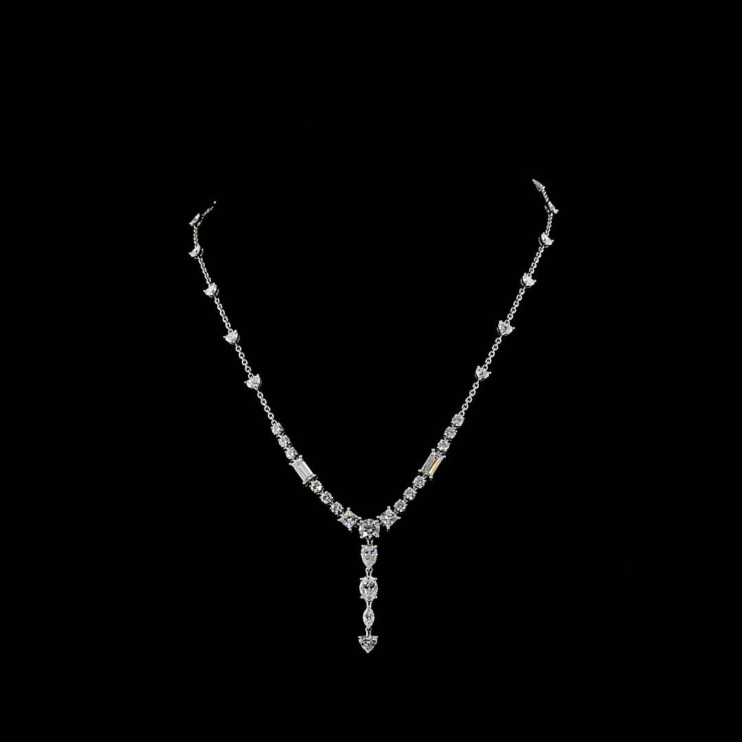 8.87 CT Mixed Shape Lab Grown Diamond Statement Necklace in 14K White Gold