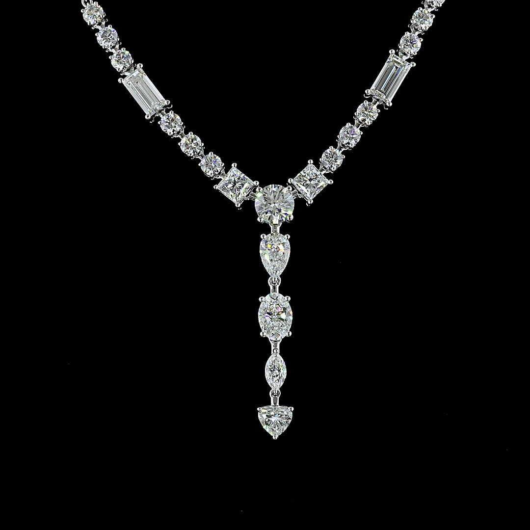 8.87 CT Mixed Shape Lab Grown Diamond Statement Necklace in 14K White Gold – close-up