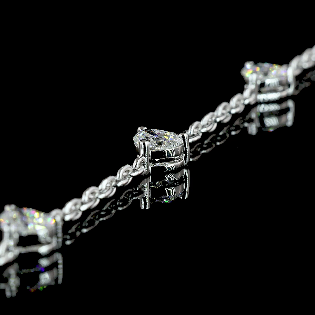 8.87 CT Mixed Shape Lab Grown Diamond Statement Necklace in 14K White Gold – detail