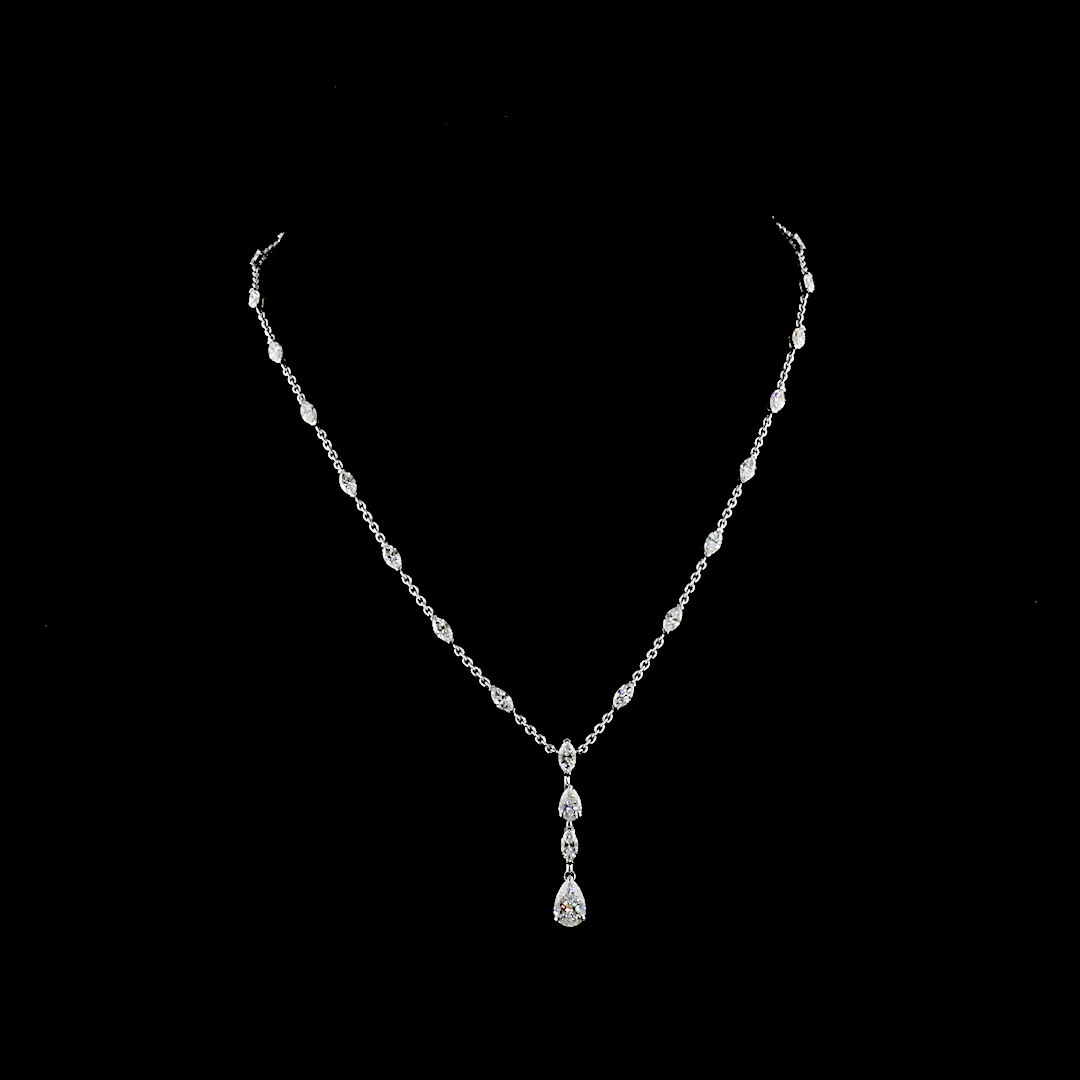 5.07 CT Mixed Shape Lab Grown Diamond Statement Necklace in 14K White Gold