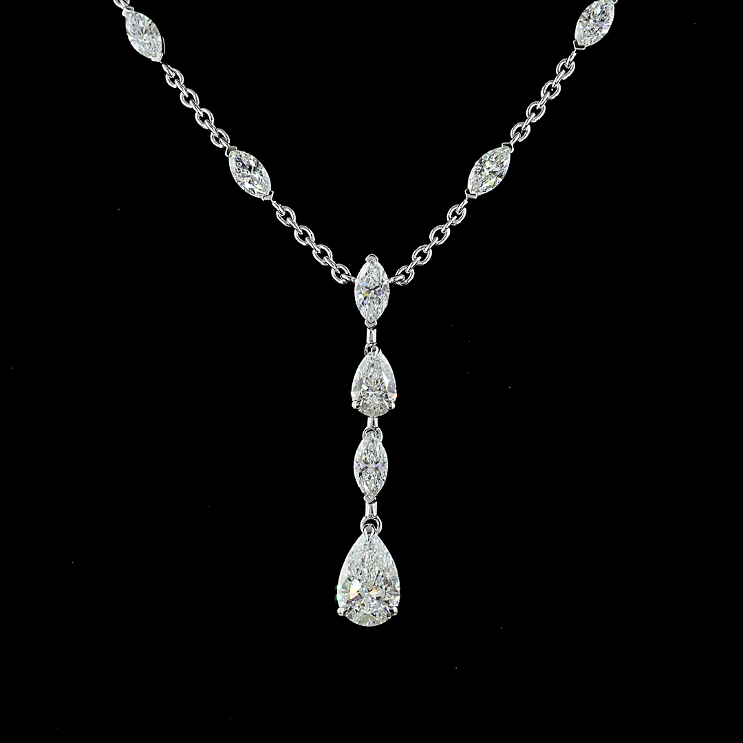 5.07 CT Mixed Shape Lab Grown Diamond Statement Necklace in 14K White Gold – close-up