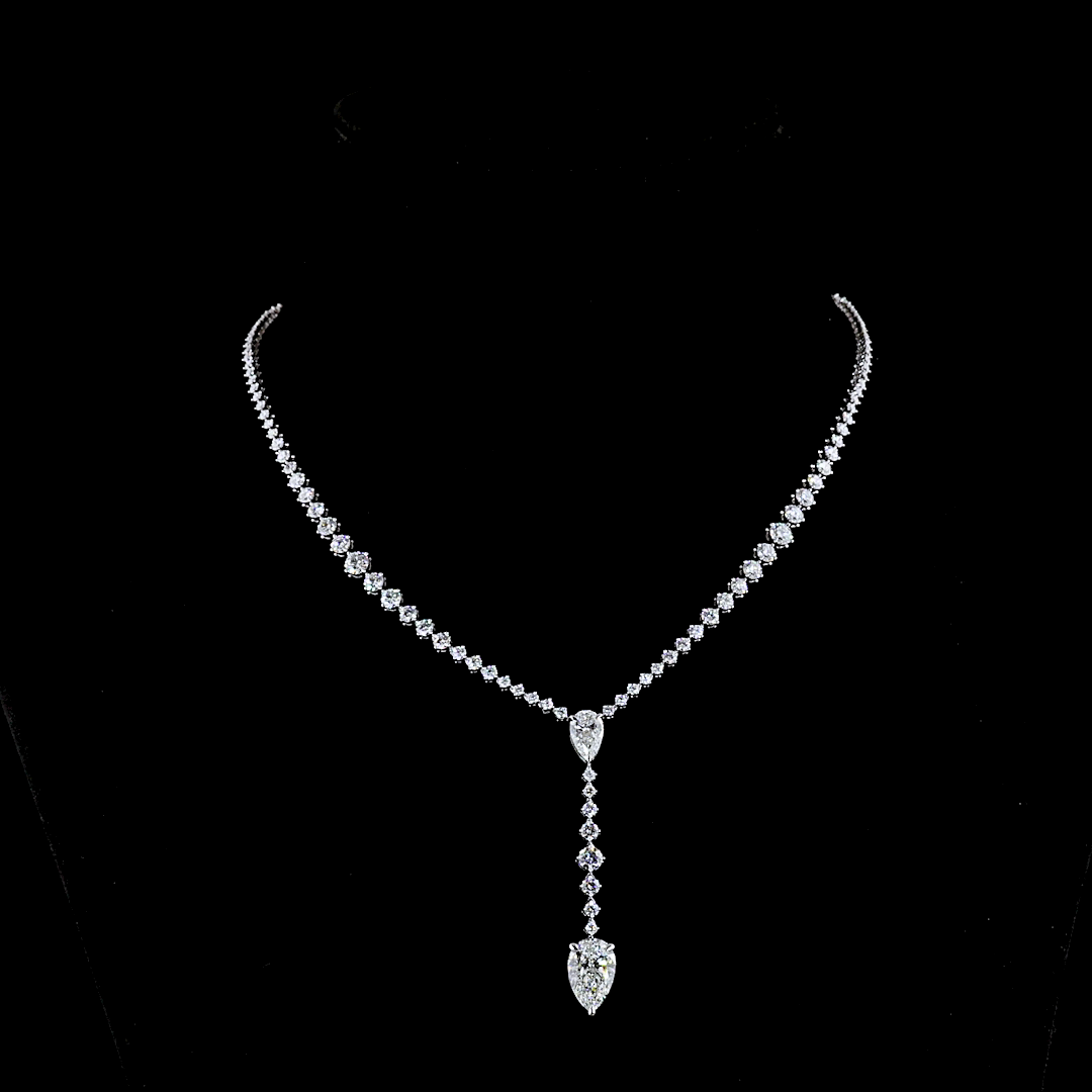 9.14 CT Mixed Shape Lab Grown Diamond Statement Necklace in 14K White Gold