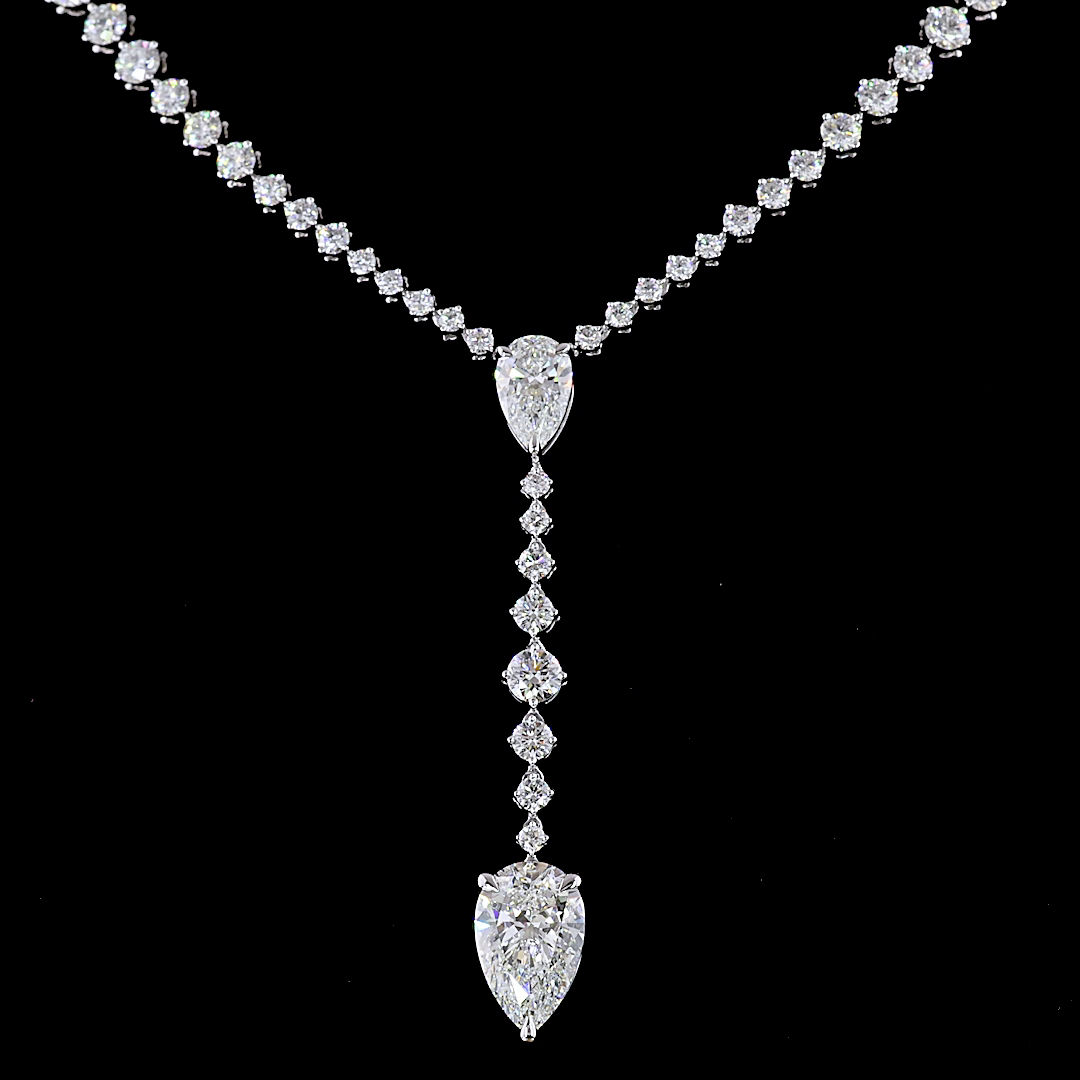 9.14 CT Mixed Shape Lab Grown Diamond Statement Necklace in 14K White Gold – close-up