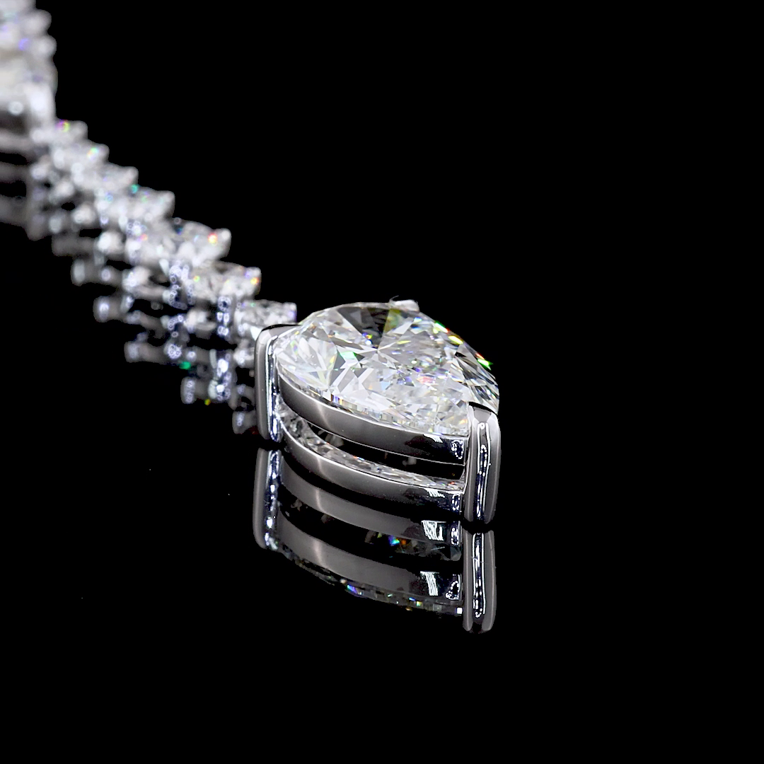 9.14 CT Mixed Shape Lab Grown Diamond Statement Necklace in 14K White Gold – side view