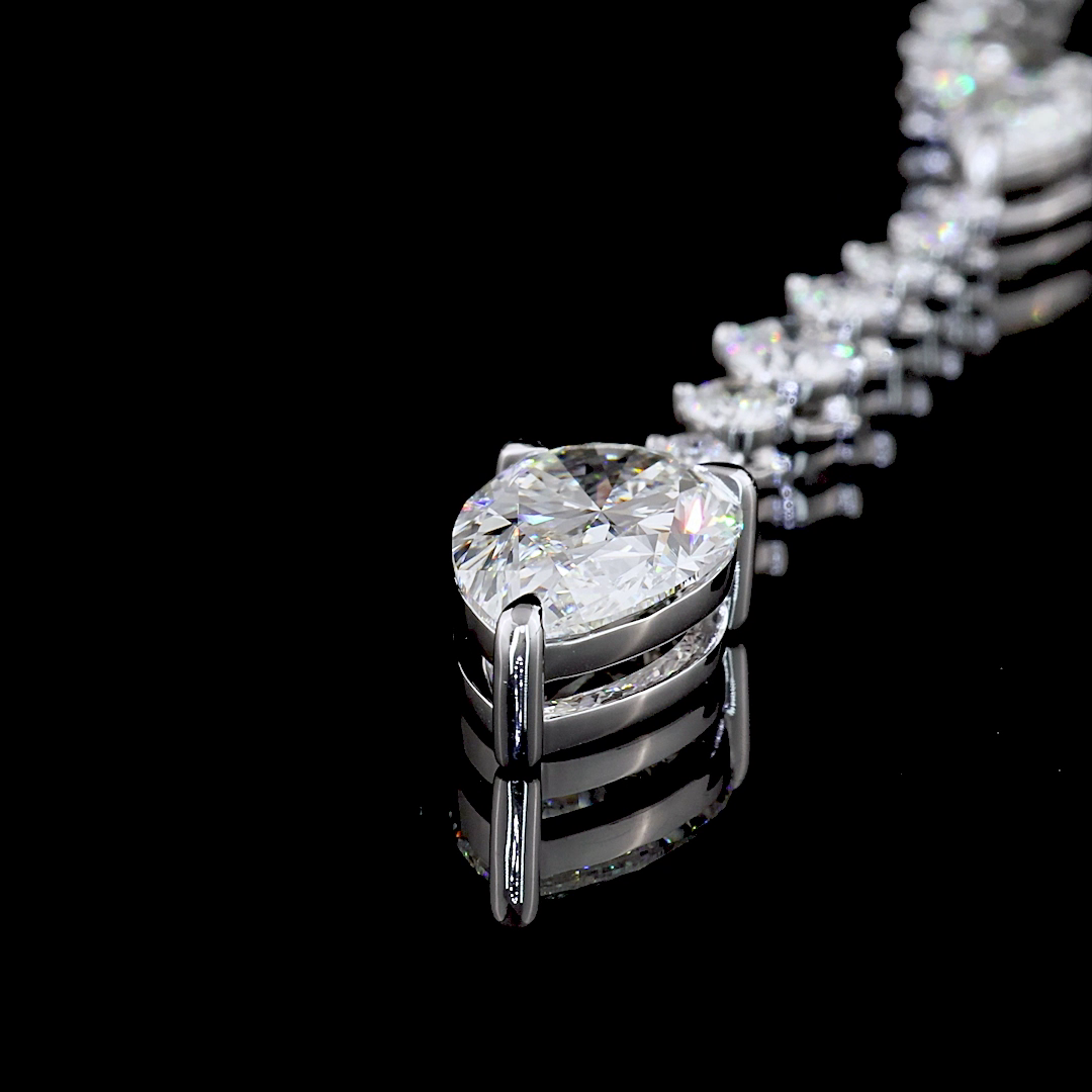 9.14 CT Mixed Shape Lab Grown Diamond Statement Necklace in 14K White Gold – detail