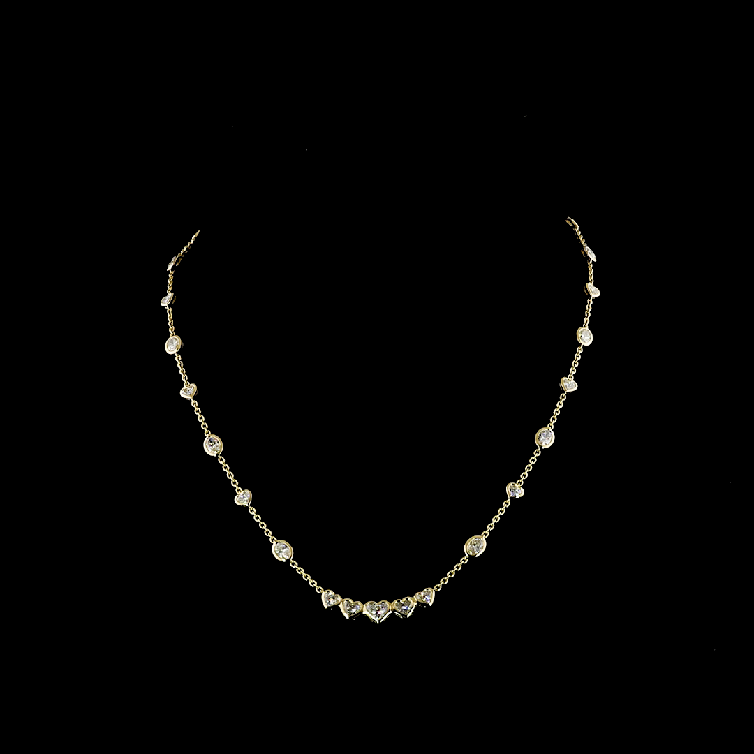 4.61 CT Oval Lab Grown Diamond Station Necklace in 14K Yellow Gold