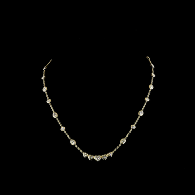 4.61 CT Oval Lab Grown Diamond Station Necklace in 14K Yellow Gold