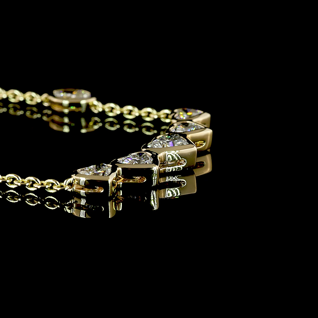 4.61 CT Oval Lab Grown Diamond Station Necklace in 14K Yellow Gold – side view