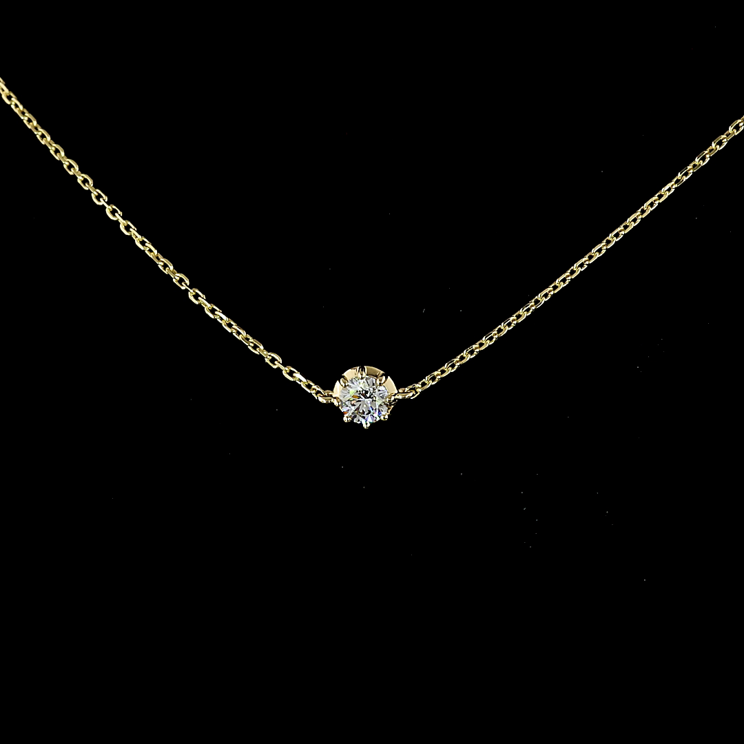 1.76 CT Round Lab Grown Diamond Station Necklace in 14K Yellow Gold – close-up