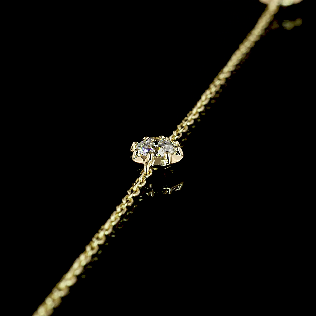 1.76 CT Round Lab Grown Diamond Station Necklace in 14K Yellow Gold – side view
