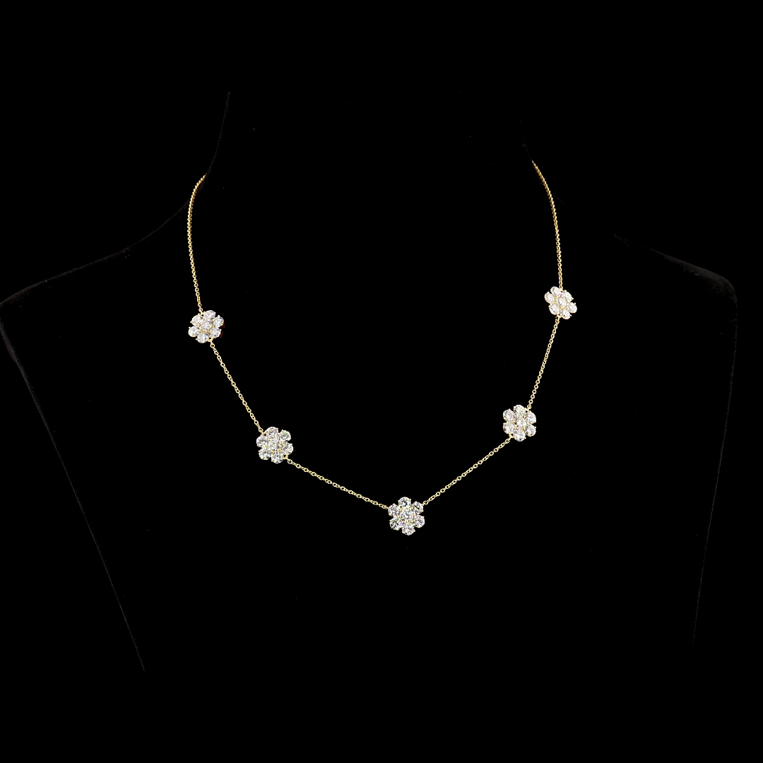 9.96 CT Round Lab Grown Diamond Station Necklace in 18K Yellow Gold