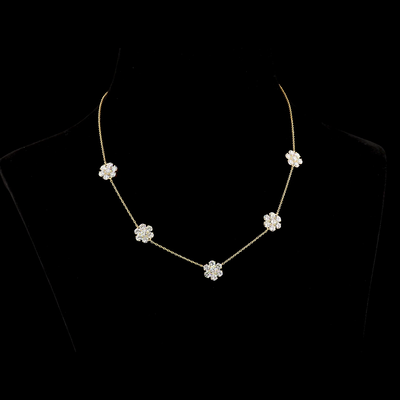 9.96 CT Round Lab Grown Diamond Station Necklace in 18K Yellow Gold