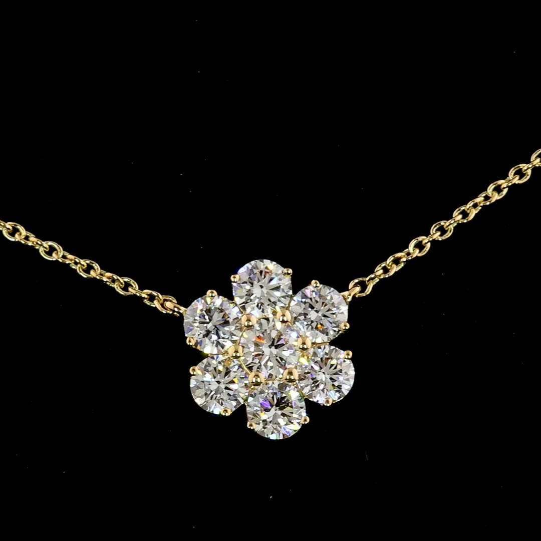 9.96 CT Round Lab Grown Diamond Station Necklace in 18K Yellow Gold – close-up