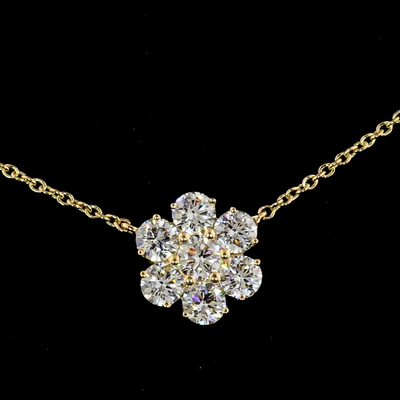 9.96 CT Round Lab Grown Diamond Station Necklace in 18K Yellow Gold – close-up