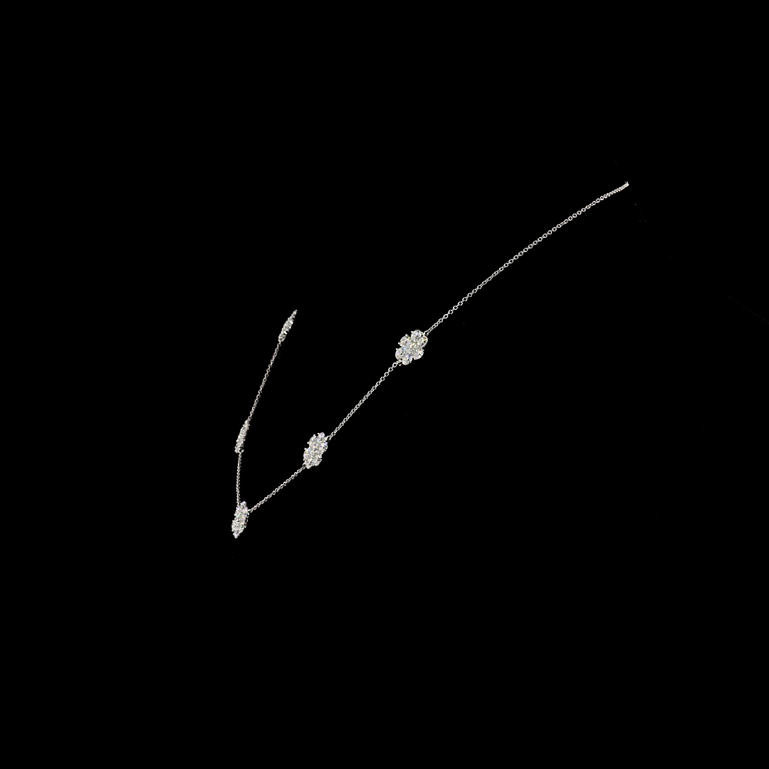 4.91 CT Round Lab Grown Diamond Station Necklace in 18K White Gold – side view