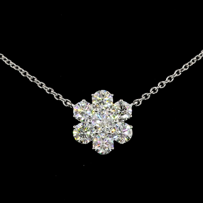 4.91 CT Round Lab Grown Diamond Station Necklace in 18K White Gold – close-up