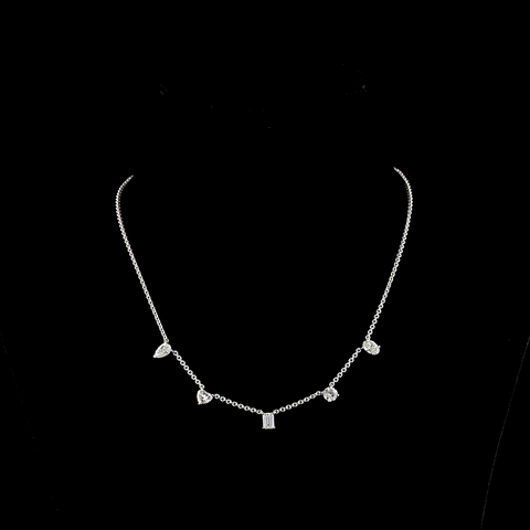 2.6 CT Mixed Shape Lab Grown Diamond Station Necklace in 14K White Gold