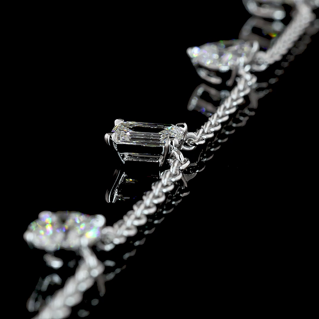 2.6 CT Mixed Shape Lab Grown Diamond Station Necklace in 14K White Gold – side view