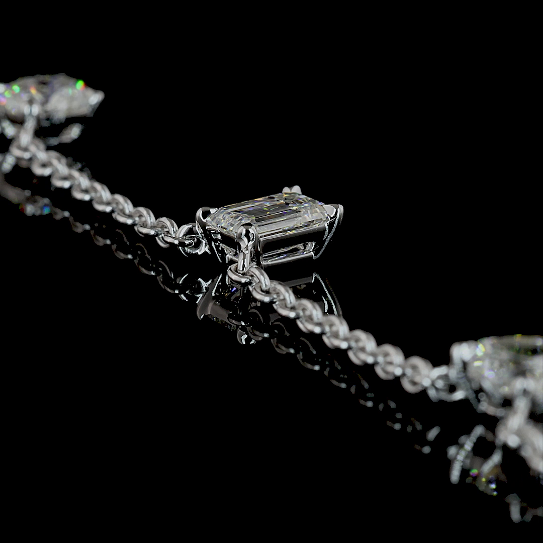 2.6 CT Mixed Shape Lab Grown Diamond Station Necklace in 14K White Gold – detail