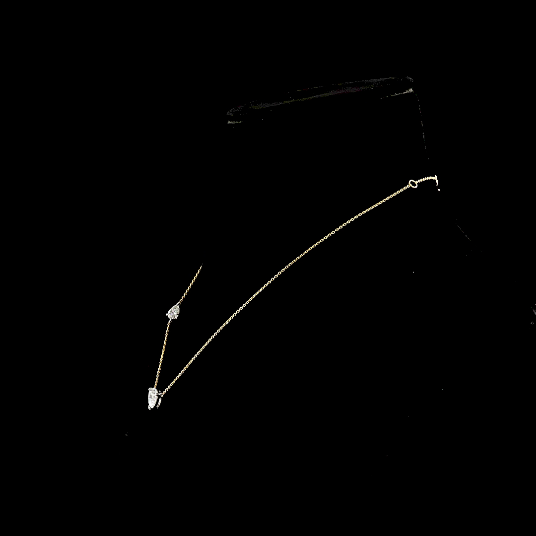 2.63 CT Pear Lab Grown Diamond Station Necklace in 18K Two Tone Gold – side view