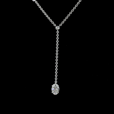 1.52 CT Oval Lab Grown Diamond Tennis Necklace in 14K White Gold – close-up