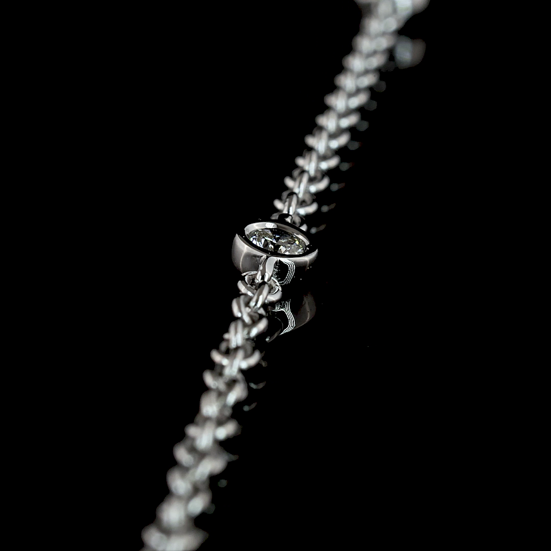 1.52 CT Oval Lab Grown Diamond Tennis Necklace in 14K White Gold – detail