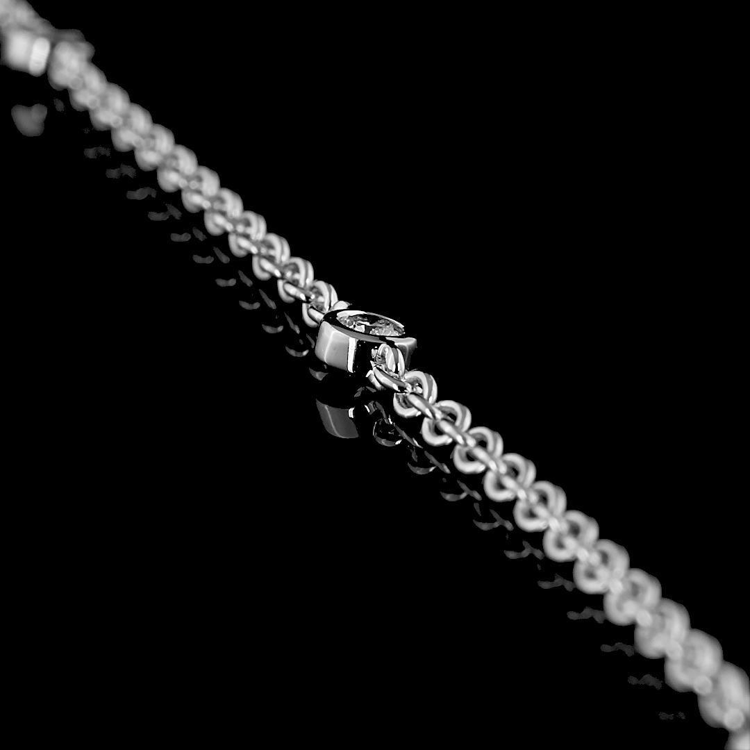 1.43 CT Emerald Lab Grown Diamond Tennis Necklace in 14K White Gold – side view