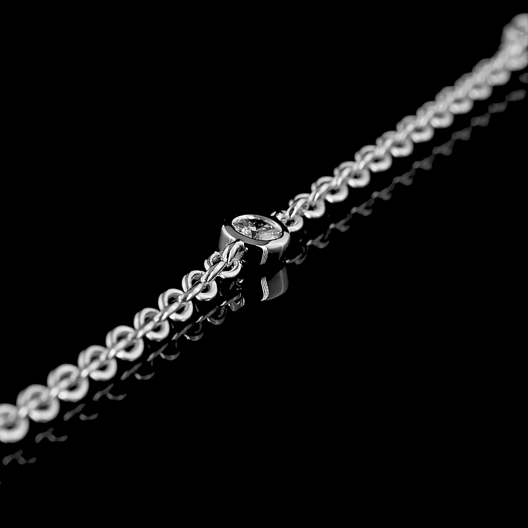 1.43 CT Emerald Lab Grown Diamond Tennis Necklace in 14K White Gold – detail