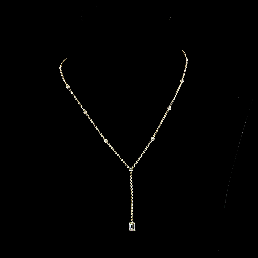 1.42 CT Emerald Lab Grown Diamond Tennis Necklace in 14K Yellow Gold