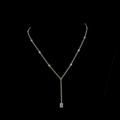 1.42 CT Emerald Lab Grown Diamond Tennis Necklace in 14K Yellow Gold