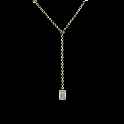 1.42 CT Emerald Lab Grown Diamond Tennis Necklace in 14K Yellow Gold – close-up