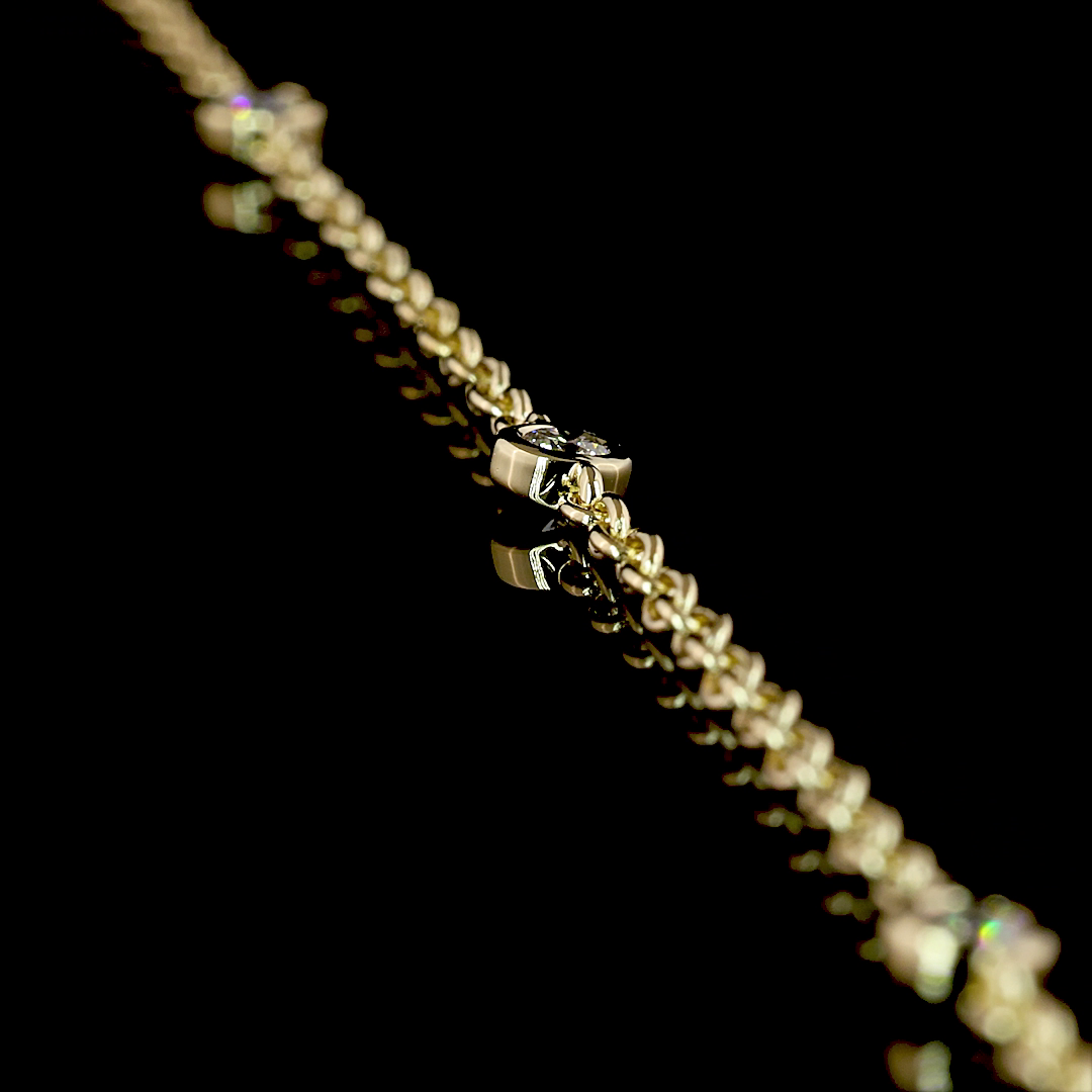 1.42 CT Emerald Lab Grown Diamond Tennis Necklace in 14K Yellow Gold – side view