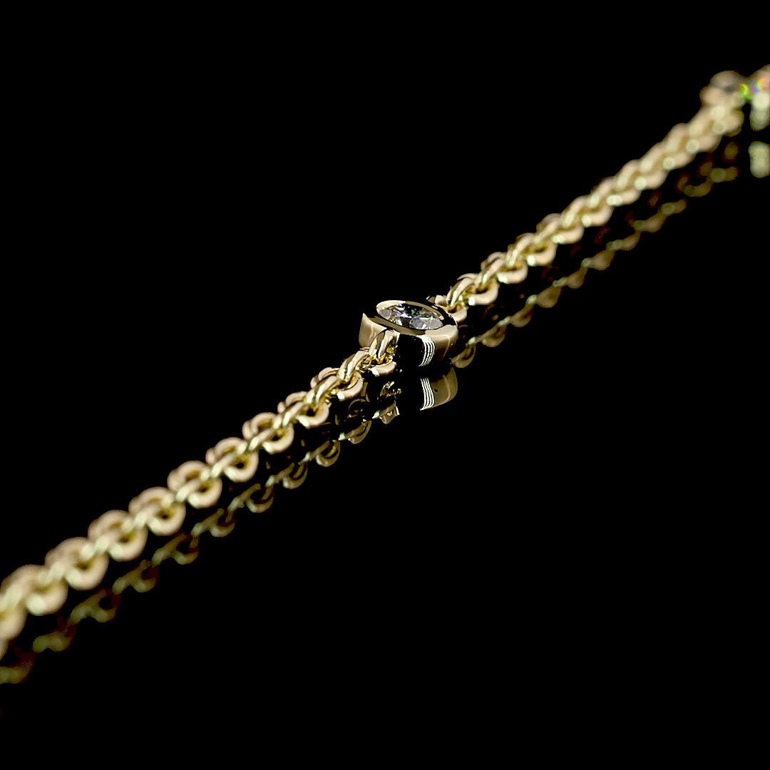 1.42 CT Emerald Lab Grown Diamond Tennis Necklace in 14K Yellow Gold – detail