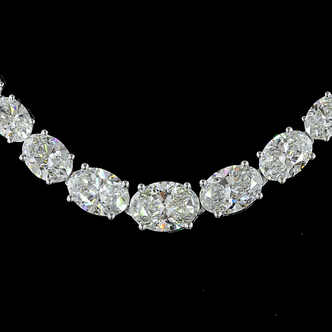 15.21 CT Oval Lab Grown Diamond Riviera Necklace in 14K White Gold – close-up