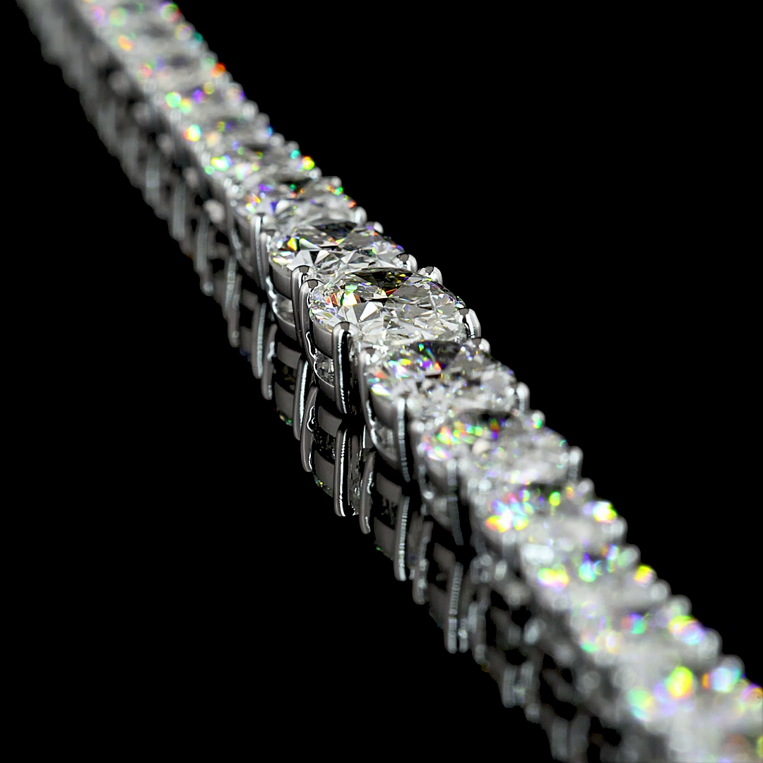 15.21 CT Oval Lab Grown Diamond Riviera Necklace in 14K White Gold – side view