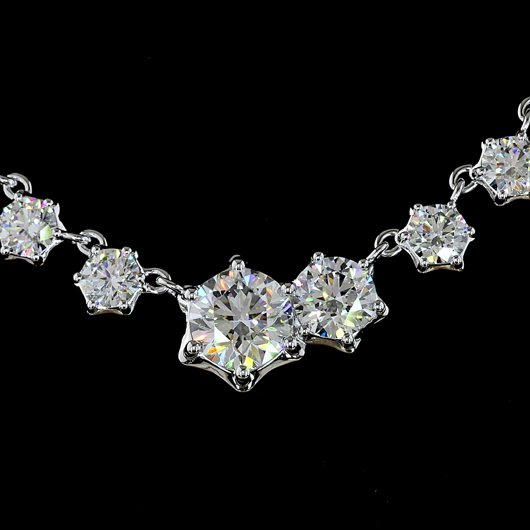7.05 CT Round Lab Grown Diamond Statement Necklace in 14K White Gold – close-up