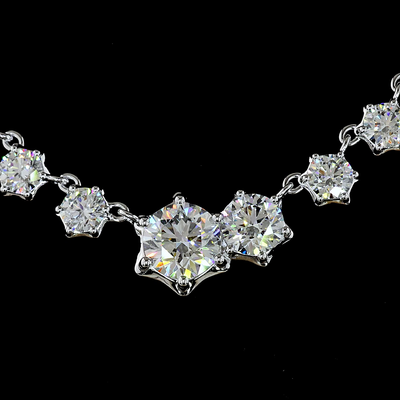 7.05 CT Round Lab Grown Diamond Statement Necklace in 14K White Gold – close-up