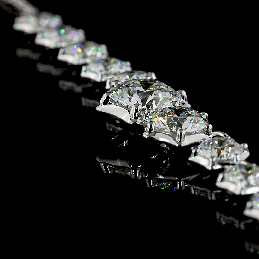 7.05 CT Round Lab Grown Diamond Statement Necklace in 14K White Gold – side view