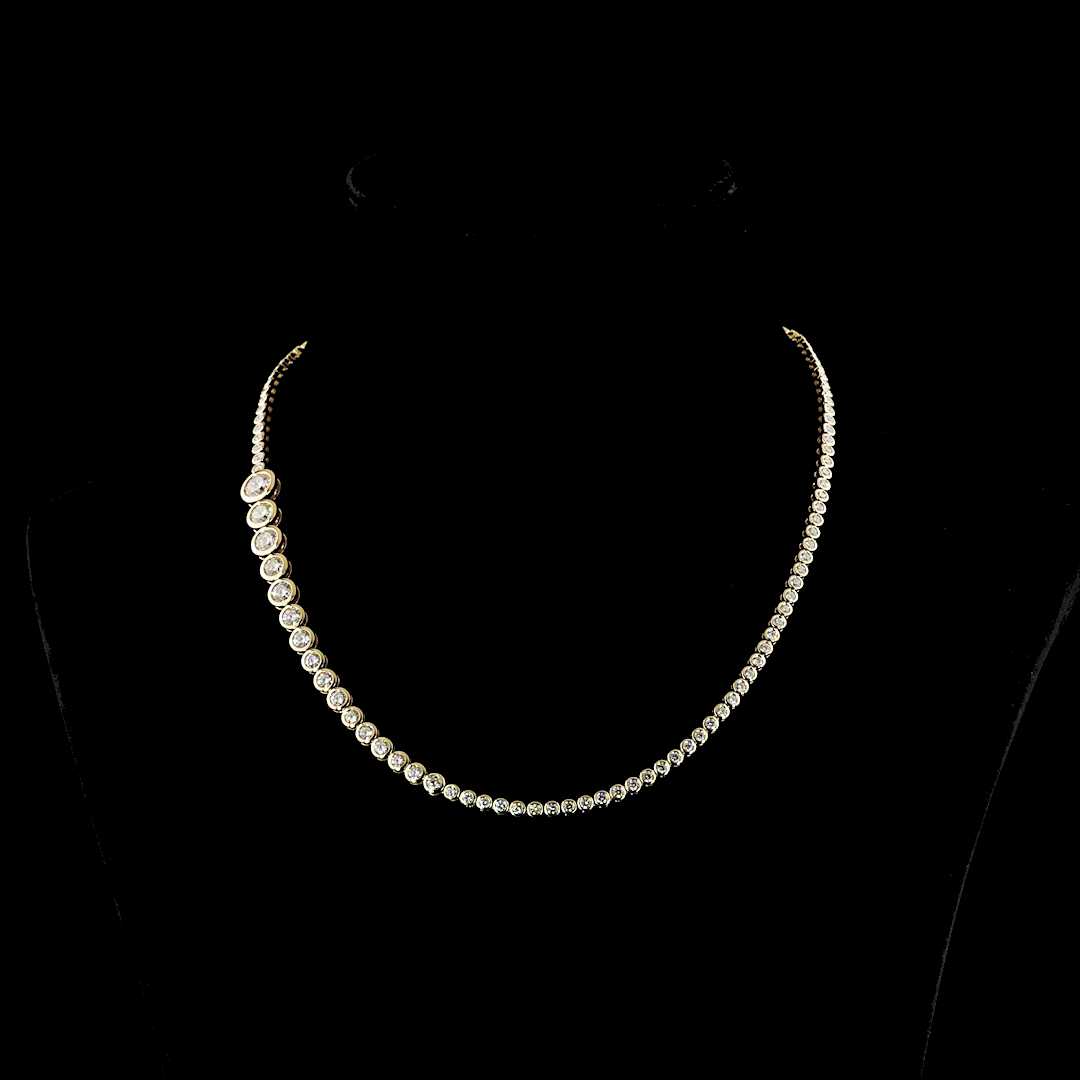 8.28 CT Round Lab Grown Diamond Riviera Necklace in 14K Yellow Gold