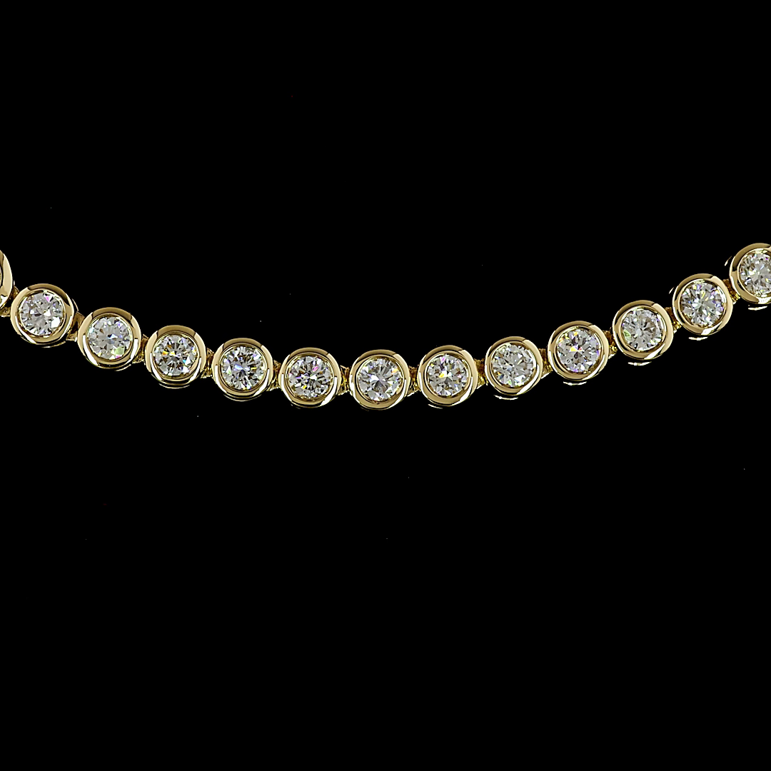 8.28 CT Round Lab Grown Diamond Riviera Necklace in 14K Yellow Gold – close-up