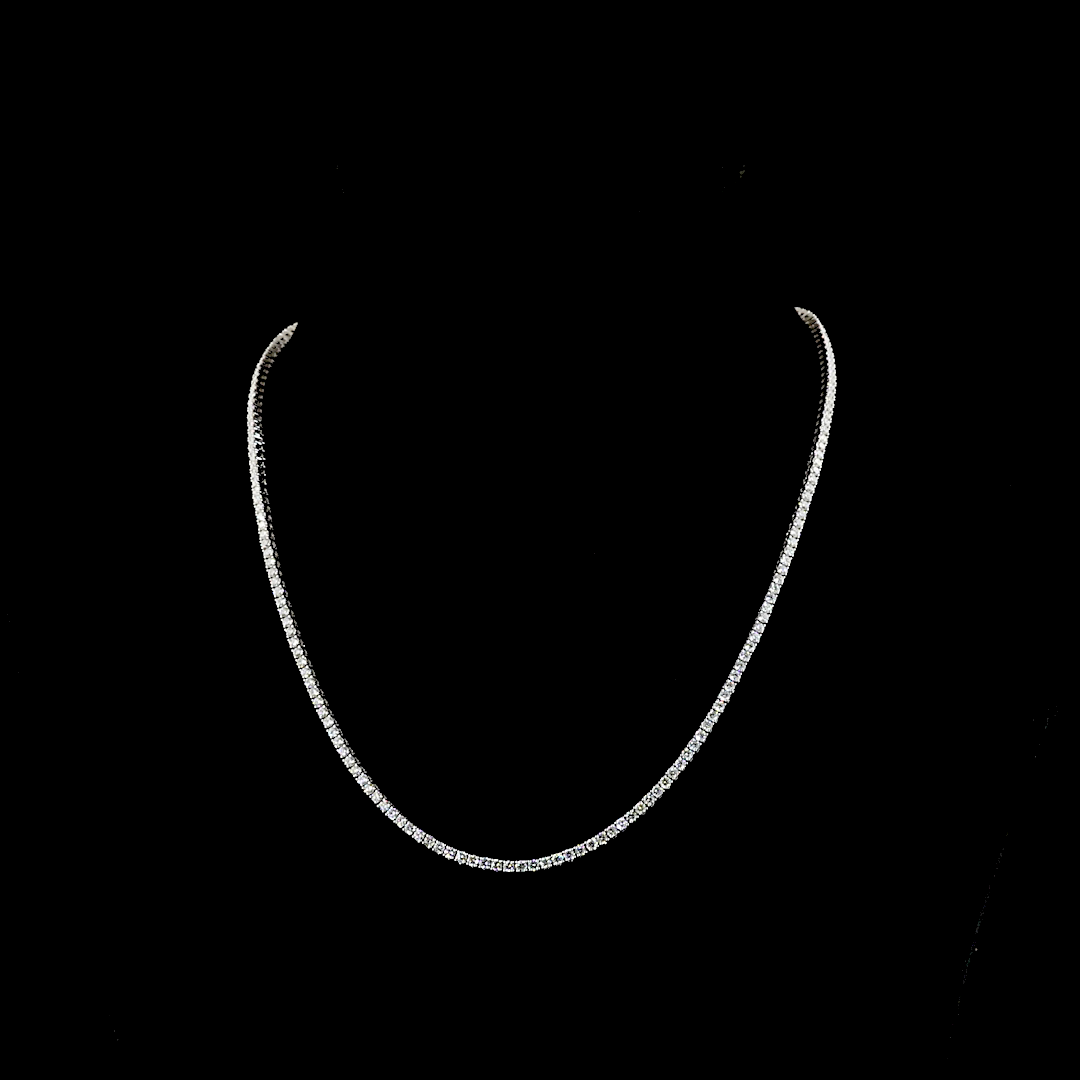 5.35 CT Round Lab Grown Diamond Tennis Necklace in 14K White Gold