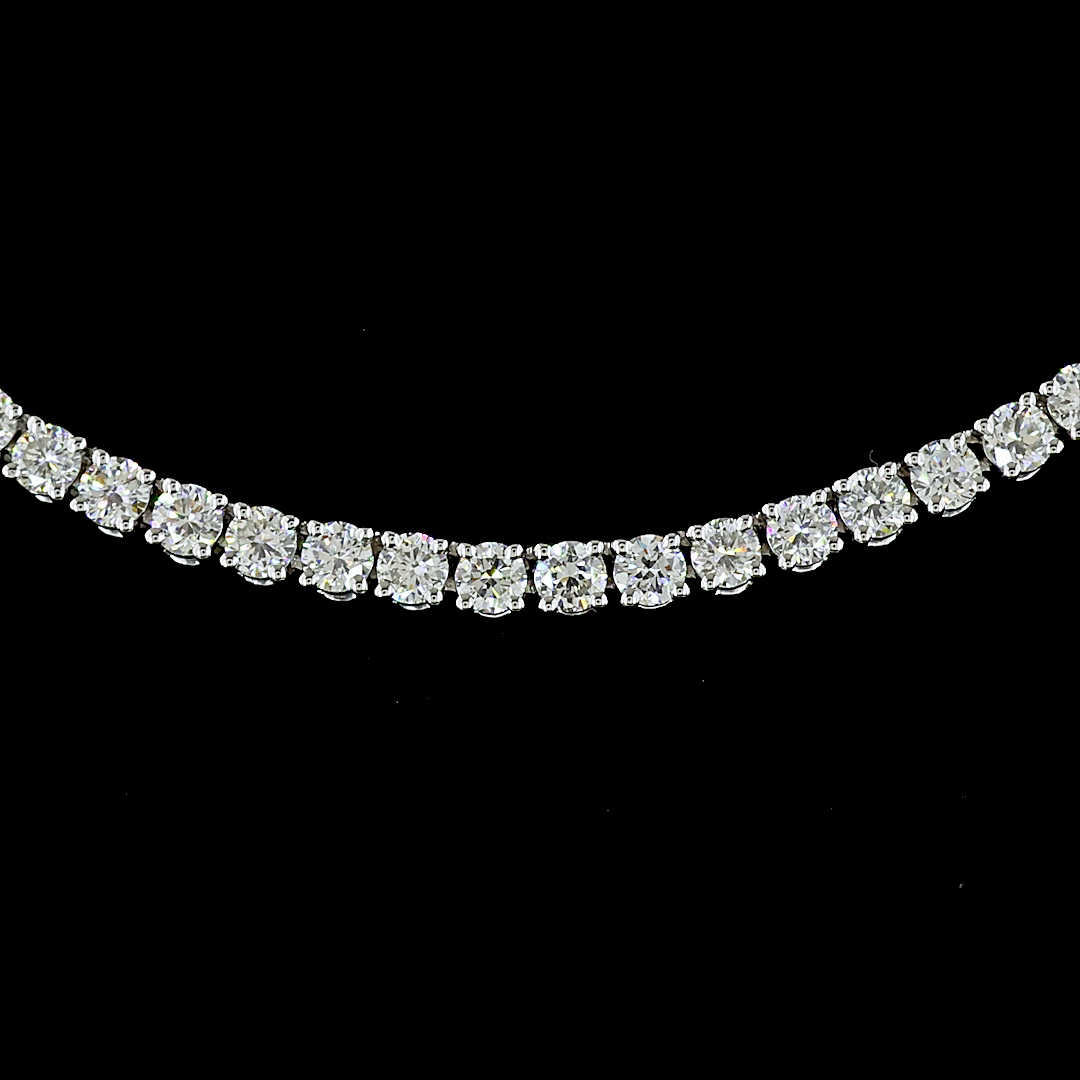 5.35 CT Round Lab Grown Diamond Tennis Necklace in 14K White Gold – close-up