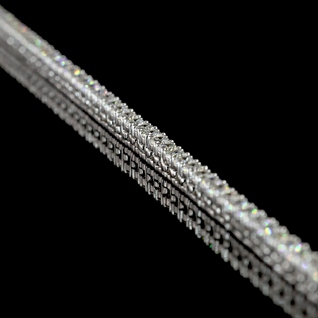 5.35 CT Round Lab Grown Diamond Tennis Necklace in 14K White Gold – side view