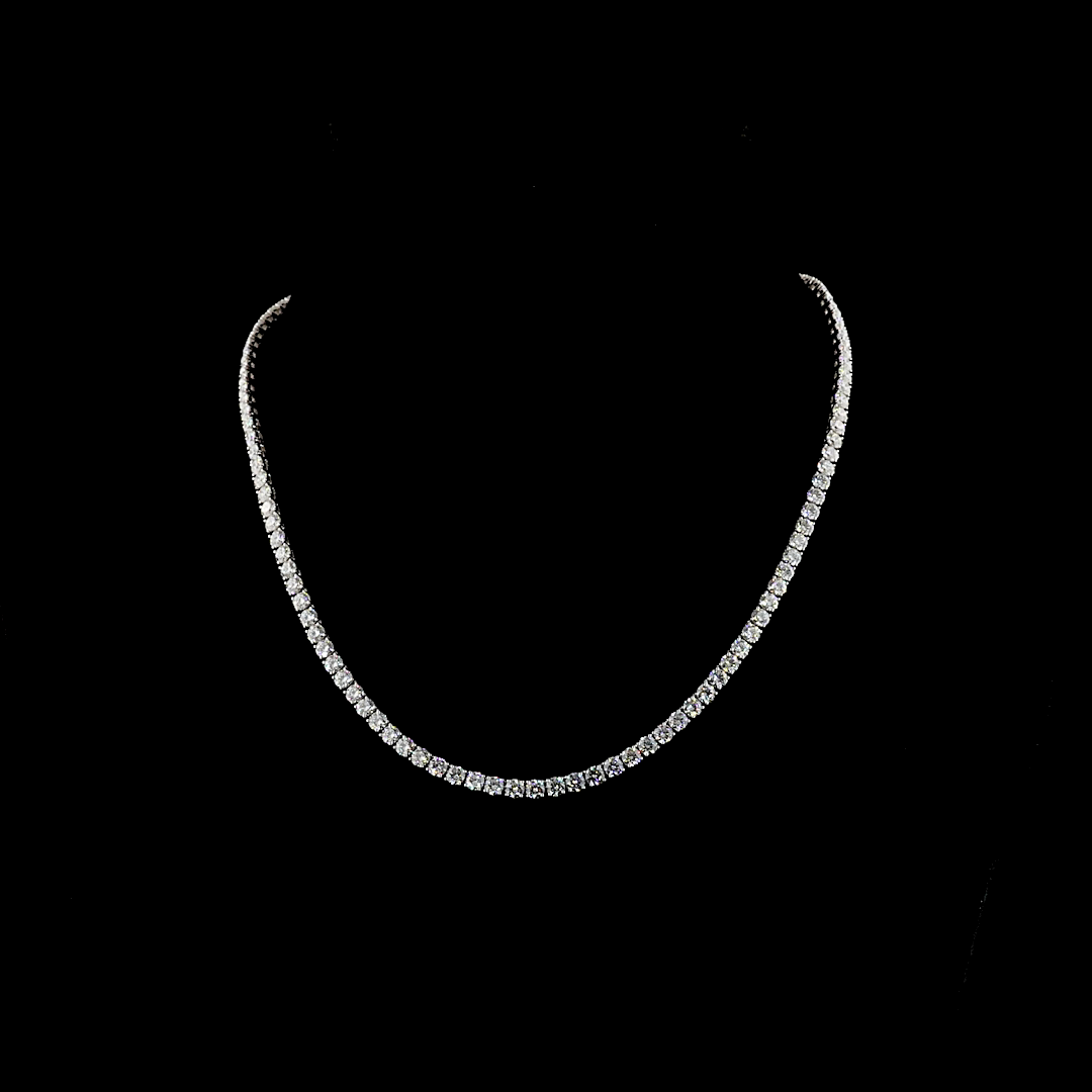 15.34 CT Round Lab Grown Diamond Tennis Necklace in 14K White Gold