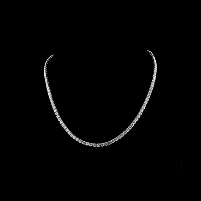 15.34 CT Round Lab Grown Diamond Tennis Necklace in 14K White Gold