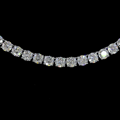 15.34 CT Round Lab Grown Diamond Tennis Necklace in 14K White Gold – close-up