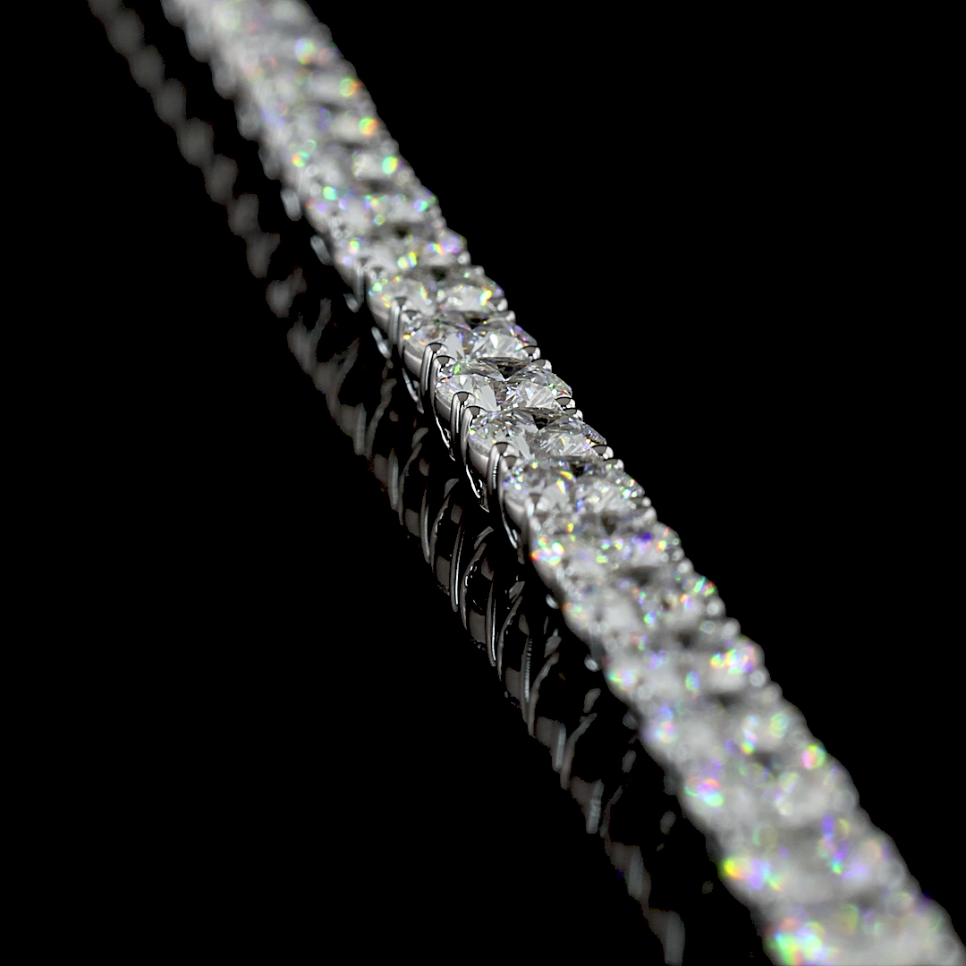 15.34 CT Round Lab Grown Diamond Tennis Necklace in 14K White Gold – side view