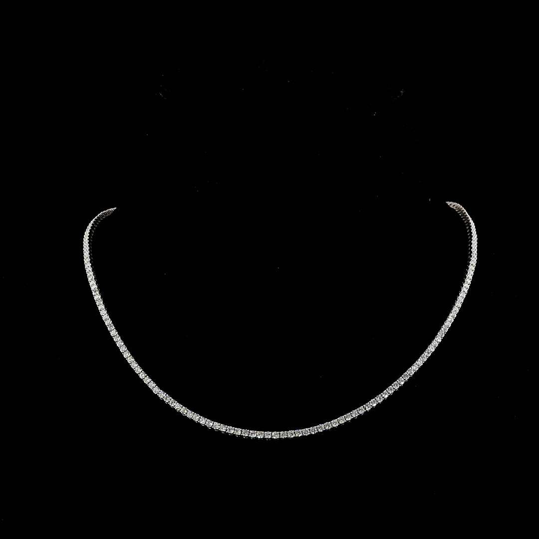 6.19 CT Round Lab Grown Diamond Tennis Necklace in 14K White Gold