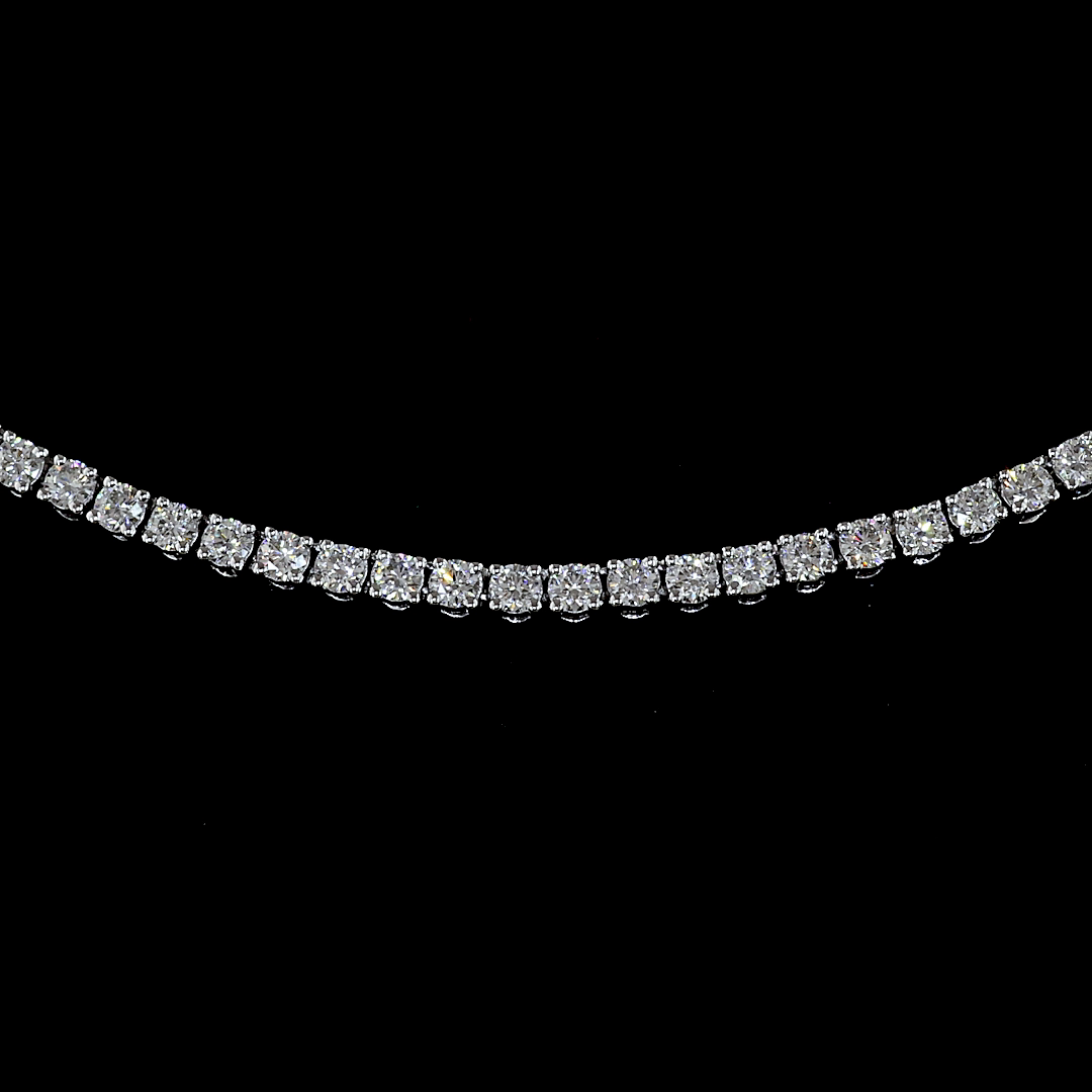 6.19 CT Round Lab Grown Diamond Tennis Necklace in 14K White Gold – close-up
