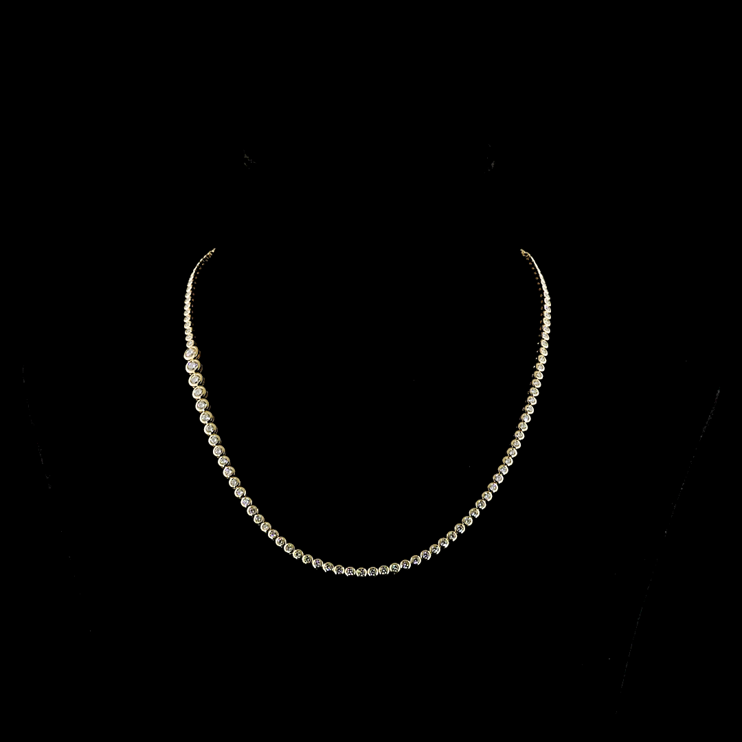 5.53 CT Round Lab Grown Diamond Riviera Necklace in 14K Yellow Gold